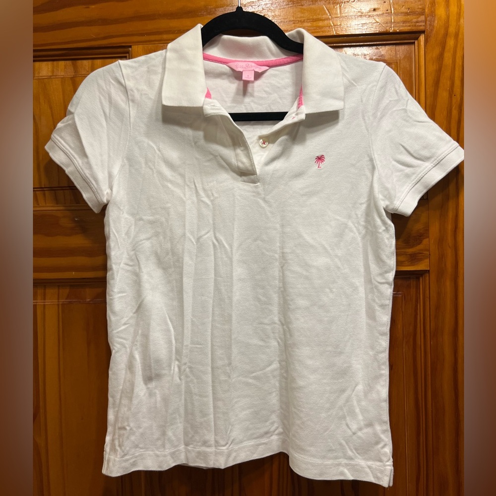 White and pink Lily Pulitzer Chic fit Polo